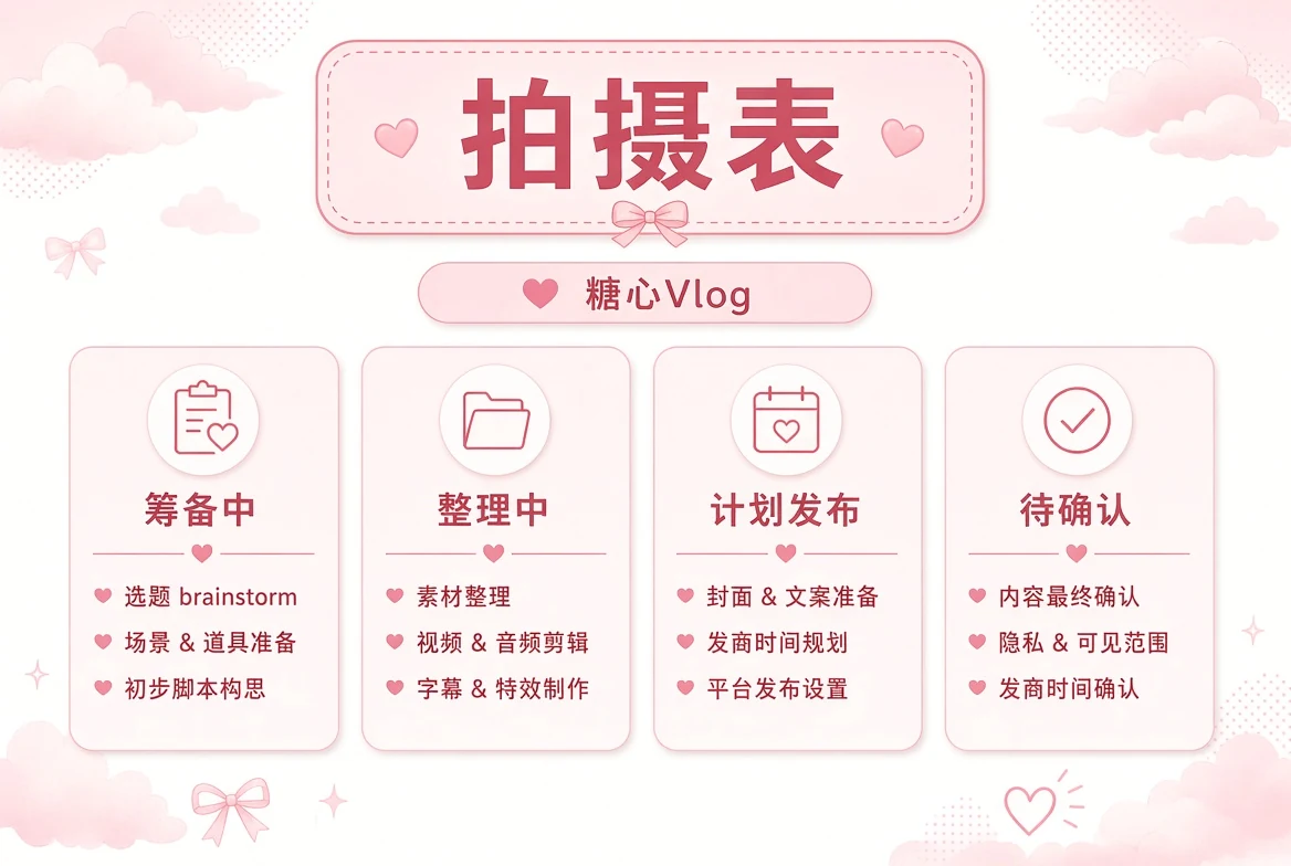 拍摄表内容整理状态的视觉